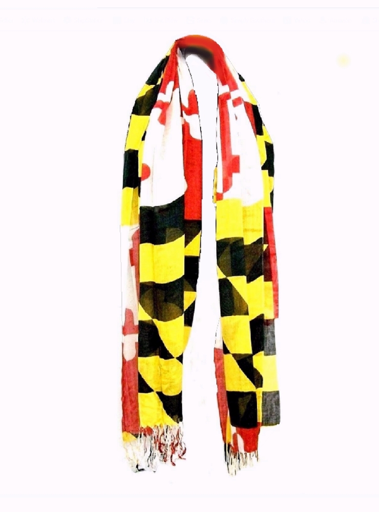 Maryland Flag Scarf with Fringes - NEW Fast Ship